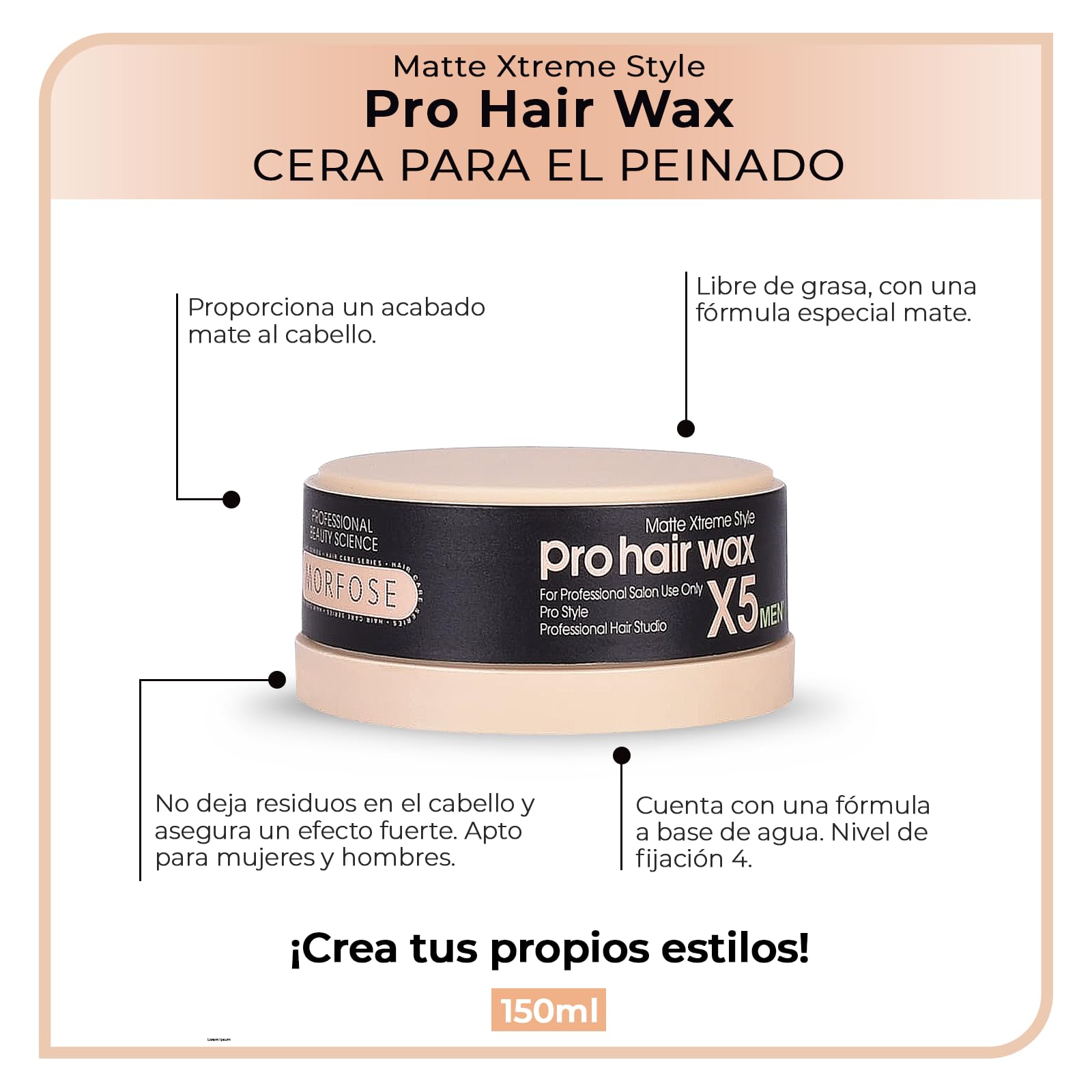 Pro Hair Wax X5 Morfose Professional Men Matte Xtreme Styling Pro Style 150 ml