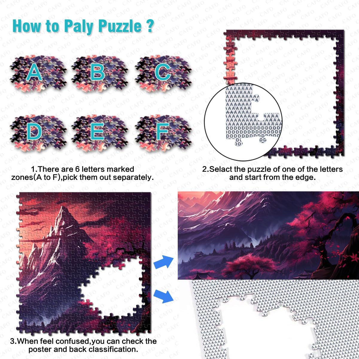 Puzzle 1000 Pièces Pour Adultes - Motif Cerisier Japonais - 50x75 Cm - Bois De Tilleul - Dos Divisé Par Lettres - Avec Affiche