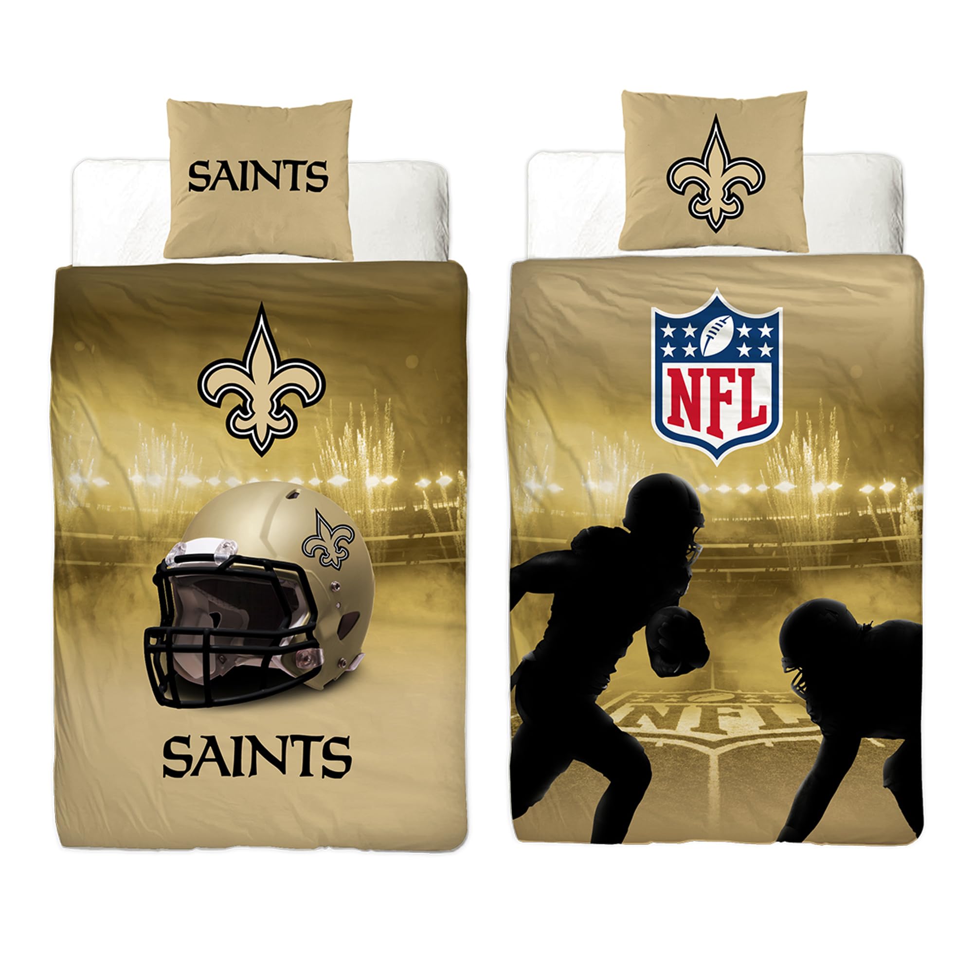 Housse de couette NFL New Orleans Saints en coton renforcé de qualité supérieure