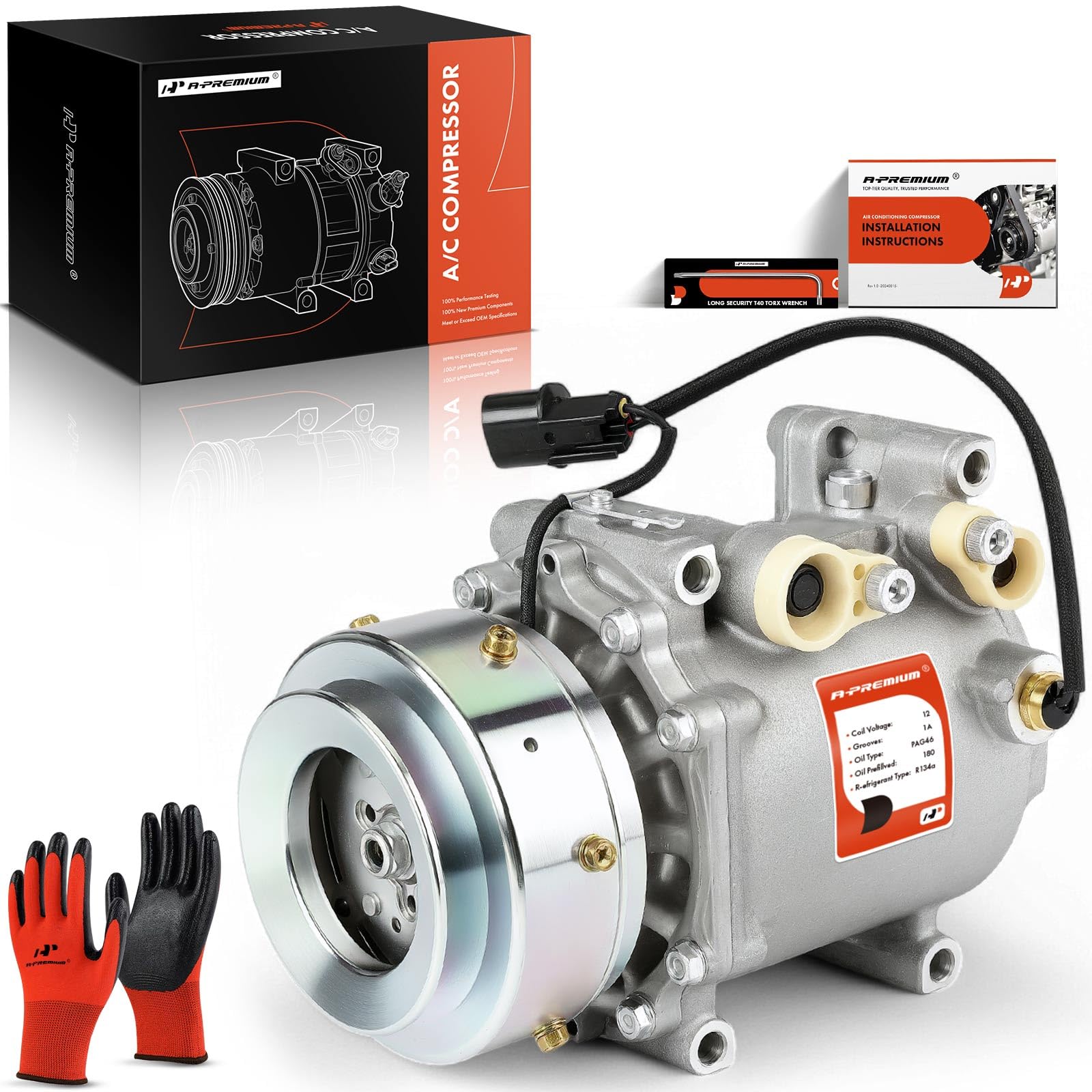 A-Premium Air Conditioner AC Compressor with Clutch Compatible with Mitsubishi Montero Sport 3.0L 3.5L 1997-2004, with Single Groove