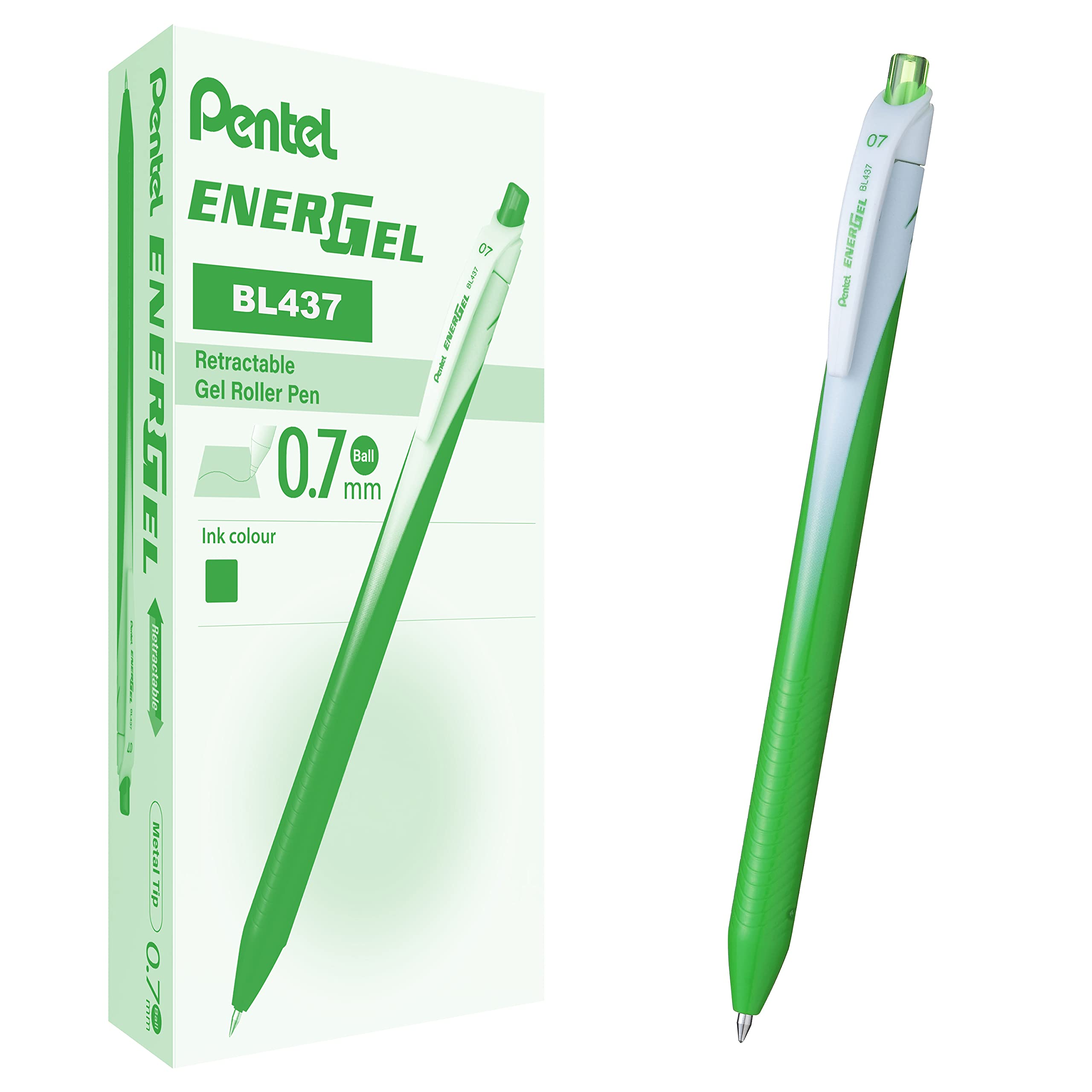 Pentel BL437 Energel Slim roller shutter 0.7 mm light green