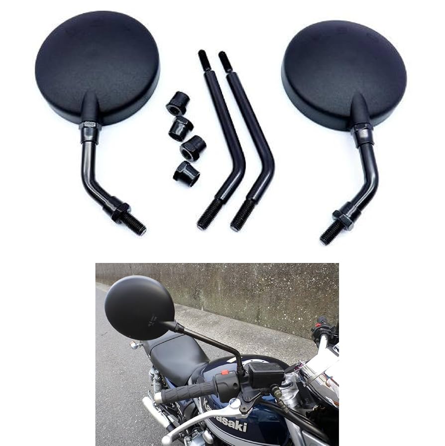 【フレンチマン】RCB バイクミラー 黒 流線型 Eマーク付]RCB丸ミラー黒10mm逆エアロックス155/XJR400/XJR1200