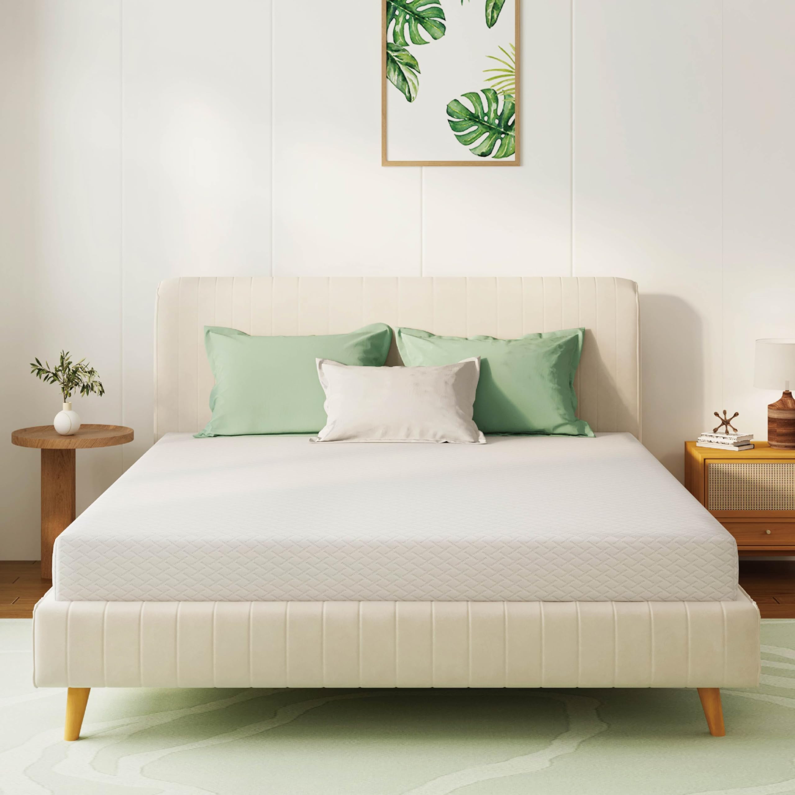 Full Size Mattress 5 Inch Green Tea Memory Foam Mattress for Cool Sleep & Pressure Relief, Medium Firm Feel,Fiberglass Free, Bed in a Box, Removable Washable Cover, CertiPUR-US Certified