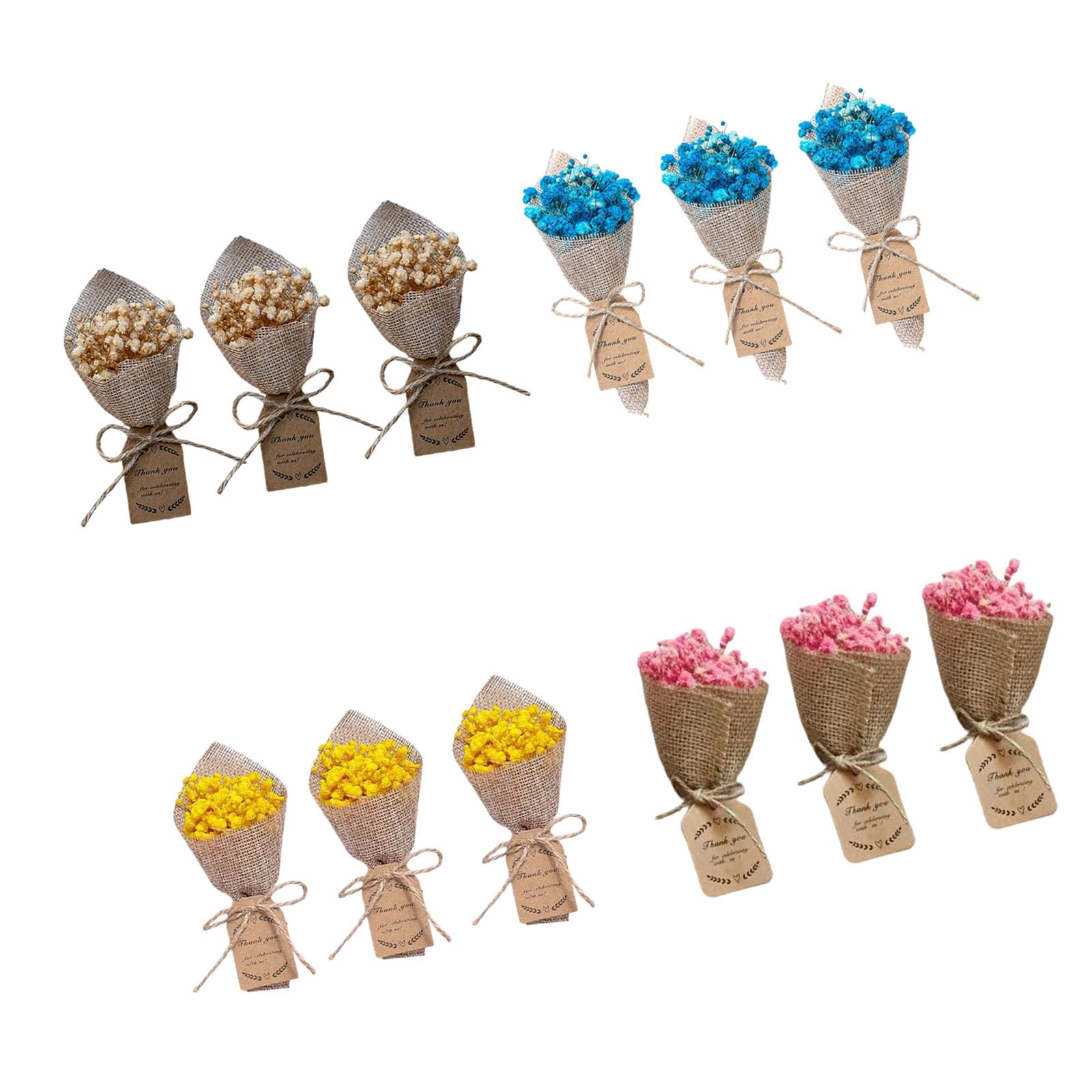 Qusinfc Collection of 12 Little Preserved Floral Clusters Delicate Texture for Important Occasions and Loving Moments Table Centerpiece