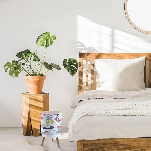 Miniatura 4 de LOPYEIJFG Lindas sirenas infantiles sin costuras, textura creativa para niños, papelera de tela, con tapa, cocina, baño, dormitorio, cubierta de