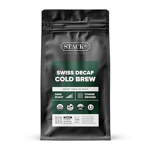 Organic Swiss Water Process Decaf Cold Brew Coffee Coarse Ground 1 LB - Dark Roast Coarse Grind - Doesn't Taste Like Decaf! - 100% Arabica Single Origin Beans – By Stack Street