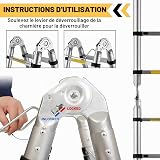 Échelle télescopique Double Usage en Métal léger avec stabilisateur - Capacité de Charge de 150 kg (2,5 m + 2,5 m) - 3