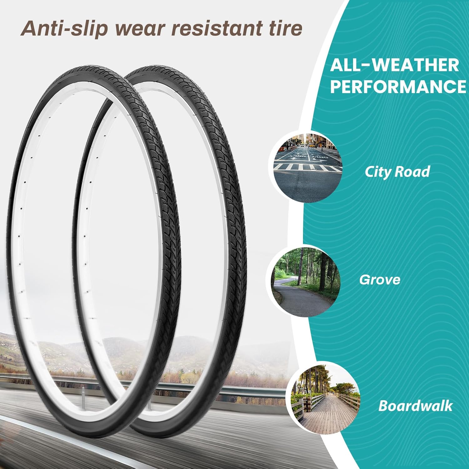 MOHEGIA Road Bike Replacement Tire: 700x25C/700x28C/700Cx35C Folding Bicycle Tire for On City Road Riding