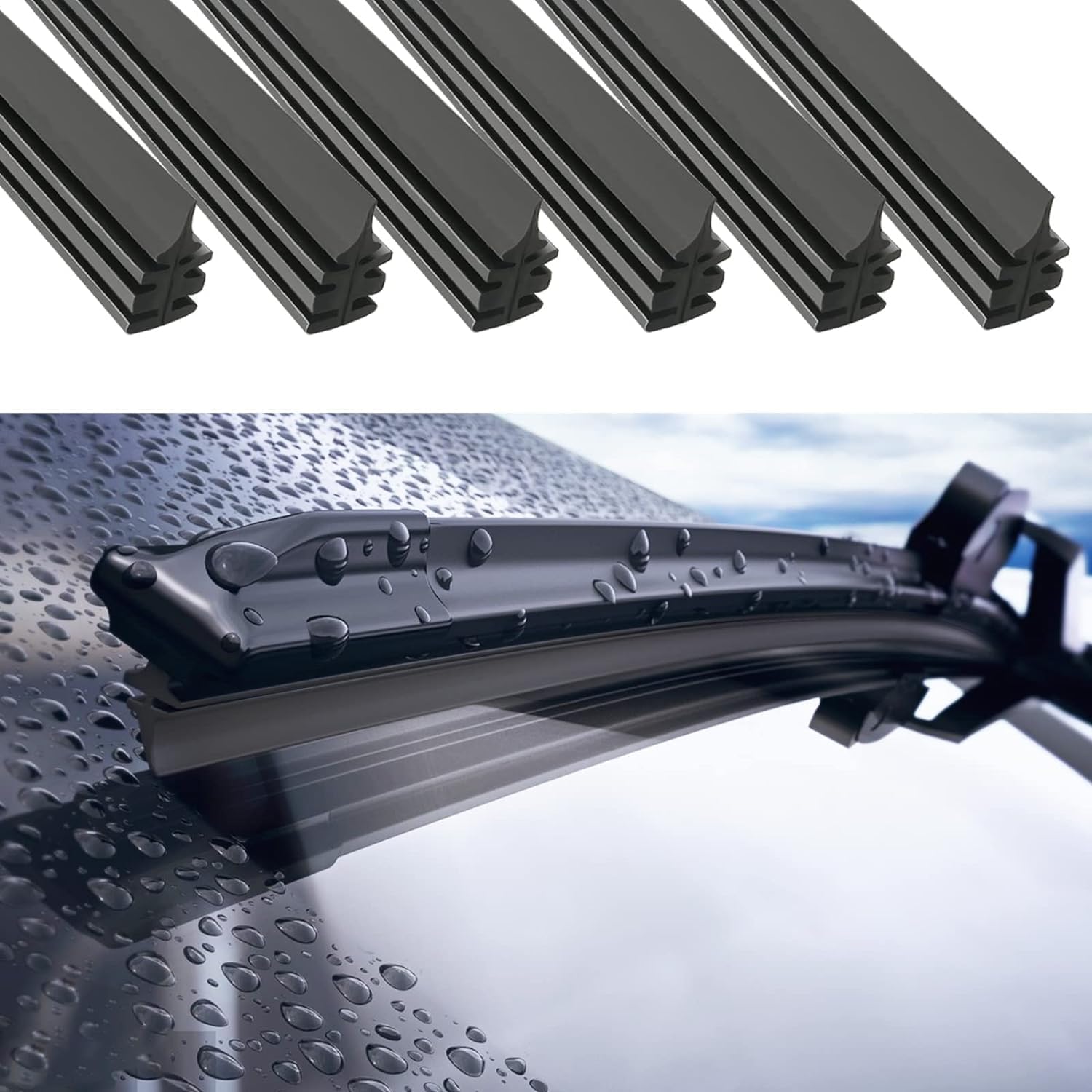 Gomma Universale di Ricambio per Tergicristalli - 6 Pezzi, 800 mm - Strisce per Automobile - Evita Danni al Vetro