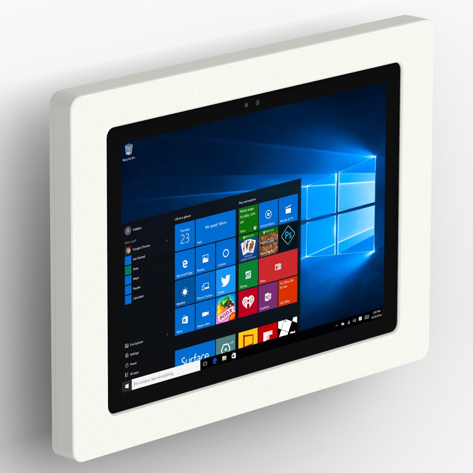 VidaMount White Enclosure and Tilting VESA Slim Wall Mount [Bundle] Compatible with Microsoft Surface Pro 7+, Pro 7, Pro 6, Pro 5, Pro 4