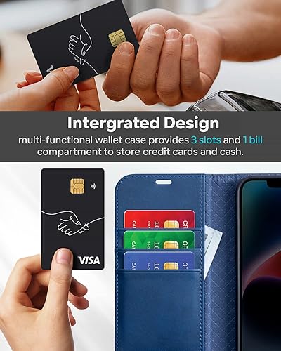 Miniatura 10 de OCASE Funda para teléfono celular iPhone 11, funda de piel sintética con tarjetero y cierre magnético, interior de TPU a prueba de golpes para