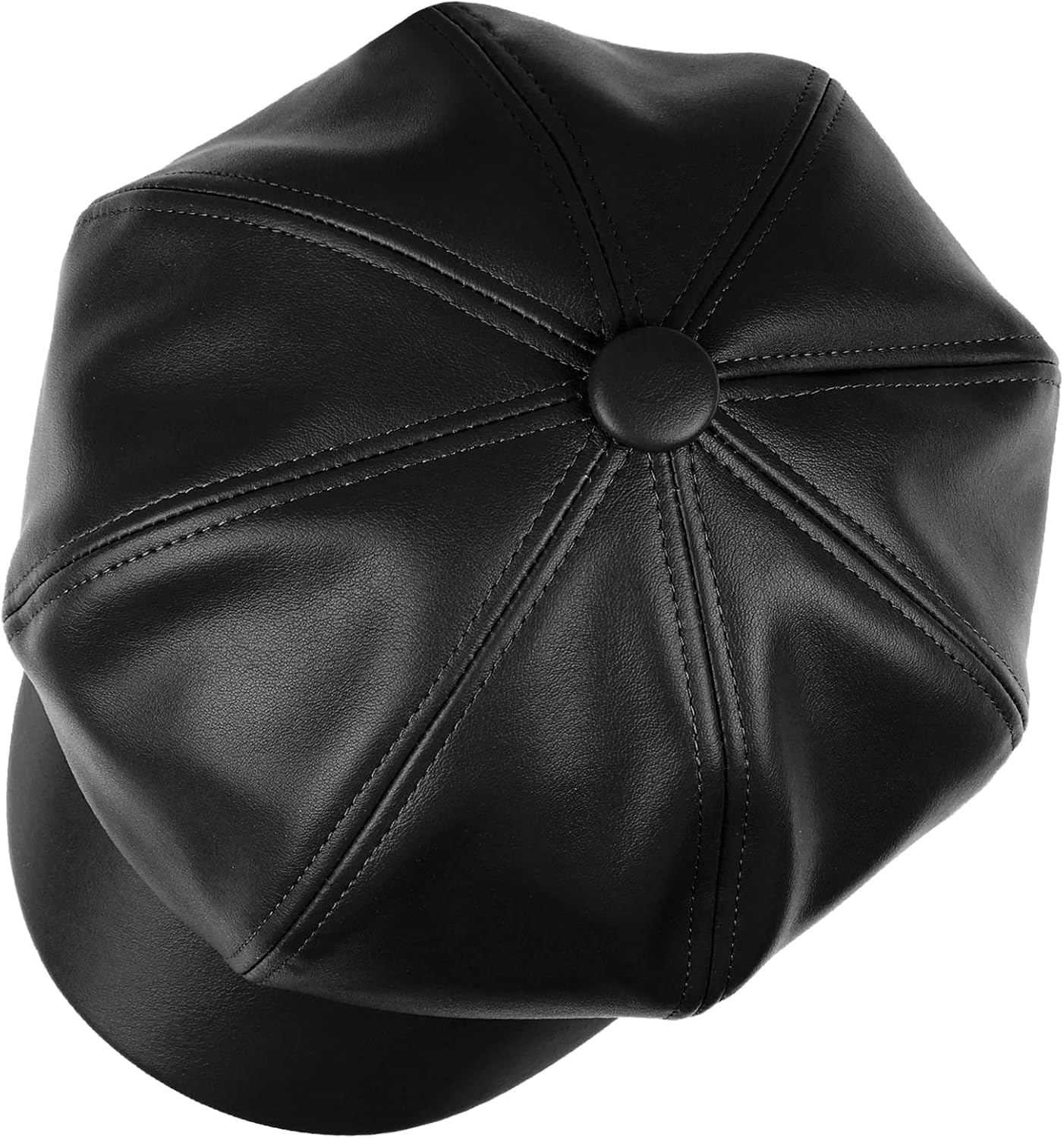PU Newsboy Caps for Women Solid Color Paperboy Hat Cabbie Painter Cap