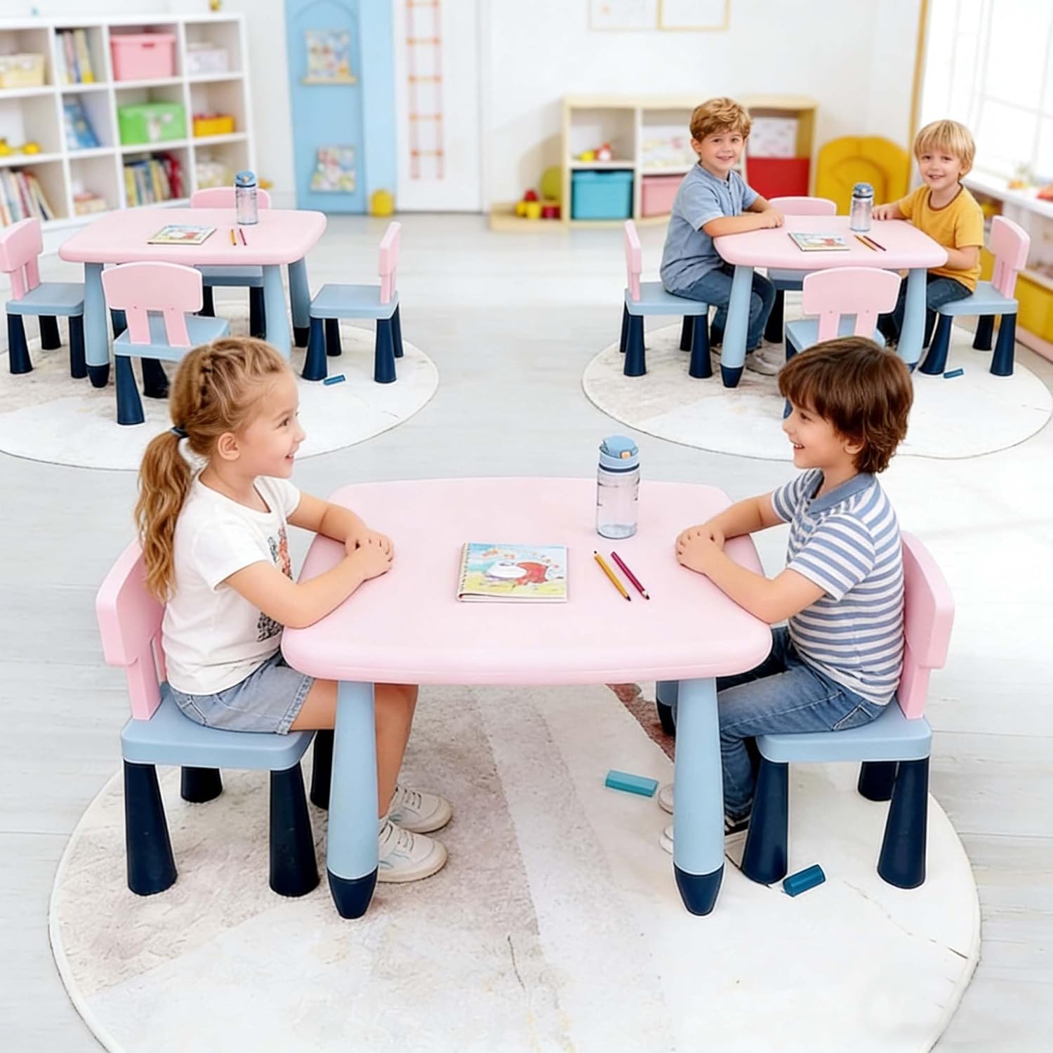 Toddler Table and Chair Set, Kids Plastic Activity Table for Arts & Crafts Snack Time, Lightweight Children Furniture for Home Playroom Classroom, Sturdy & Safe, Easy Assembly