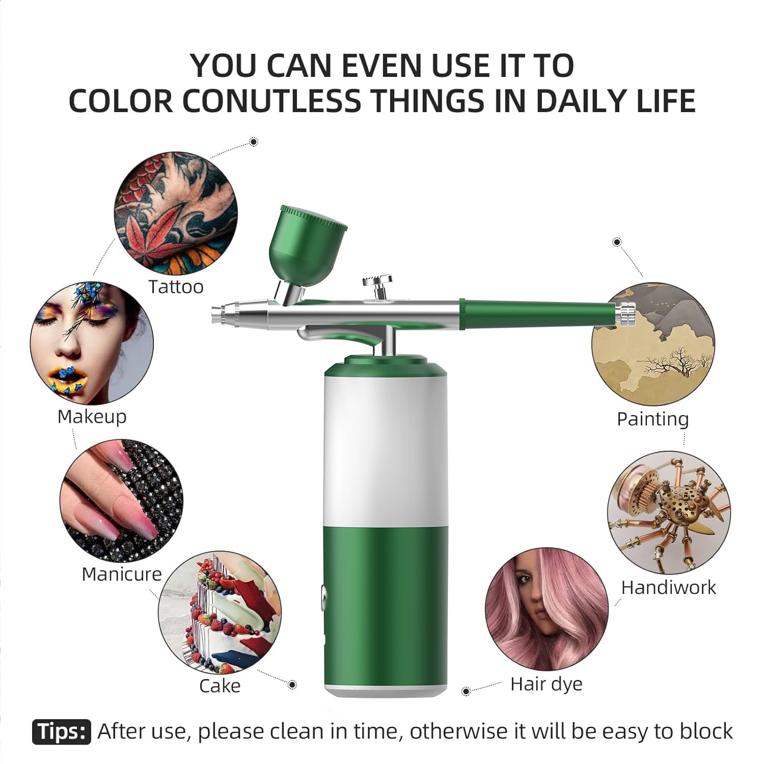 Kit Aerografo Cordless 7.4V - Compressore 34PSI Portatile | Per Make-up, Torte E Modelli - Foto 6