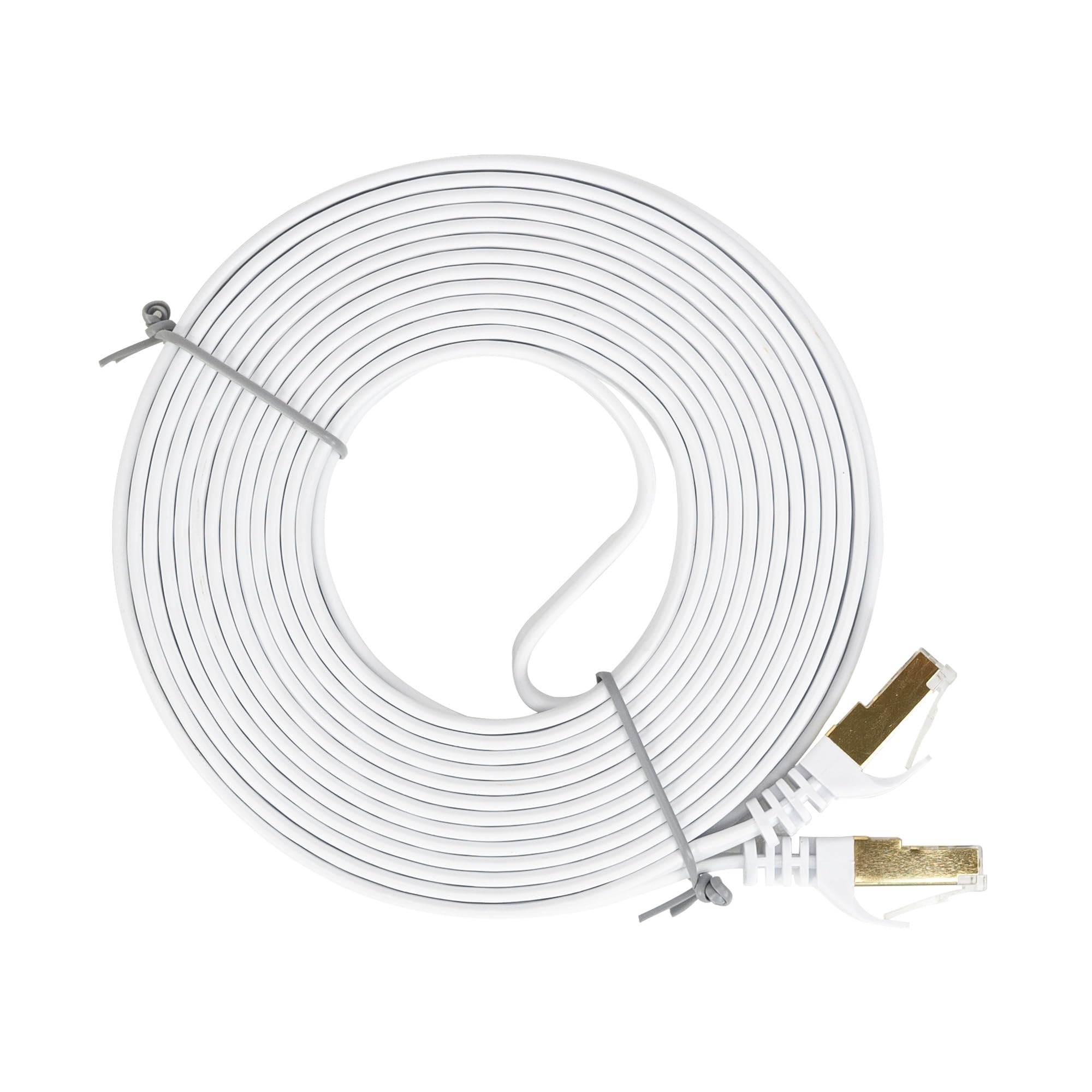 PNI Płaski kabel sieciowy S/STP CAT7 U7075W, 2 x RJ45, 4 pary przewodów, 32AWG, miedź, 10 Gb/s, 600 MHz, 7,5 m, biały