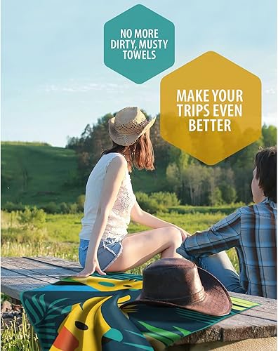Miniatura 8 de VENTURE 4TH Toalla de playa de microfibra secado rápido, compacta, sin arena, absorbente, a prueba de arena y ligera, perfecta para camping, playa y