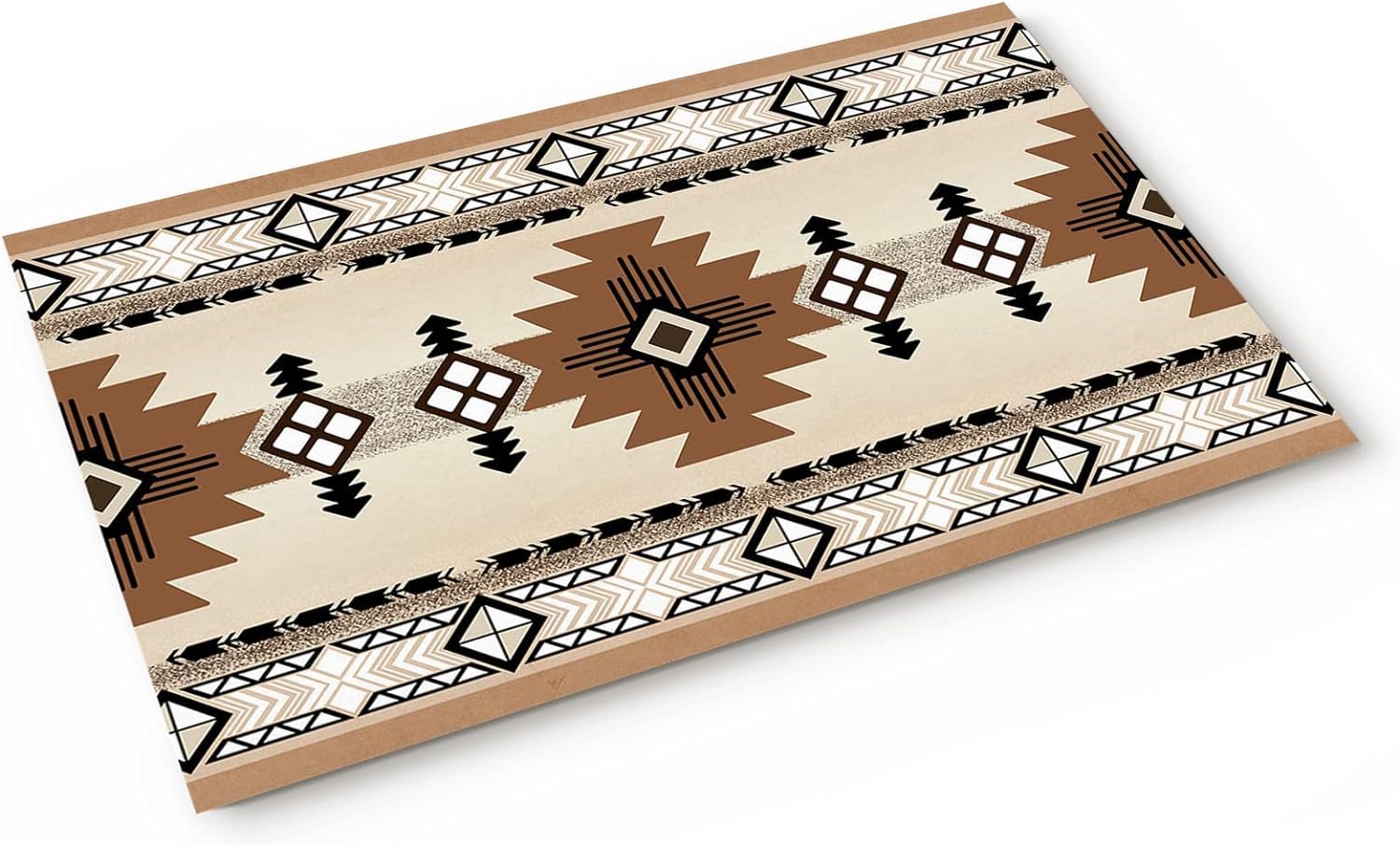 Tapete de baño bohemio occidental de 24 x 36 pulgadas, tapete lavable con geometría india nativa americana del suroeste para baño, garaje, cocina, entrada, parte trasera