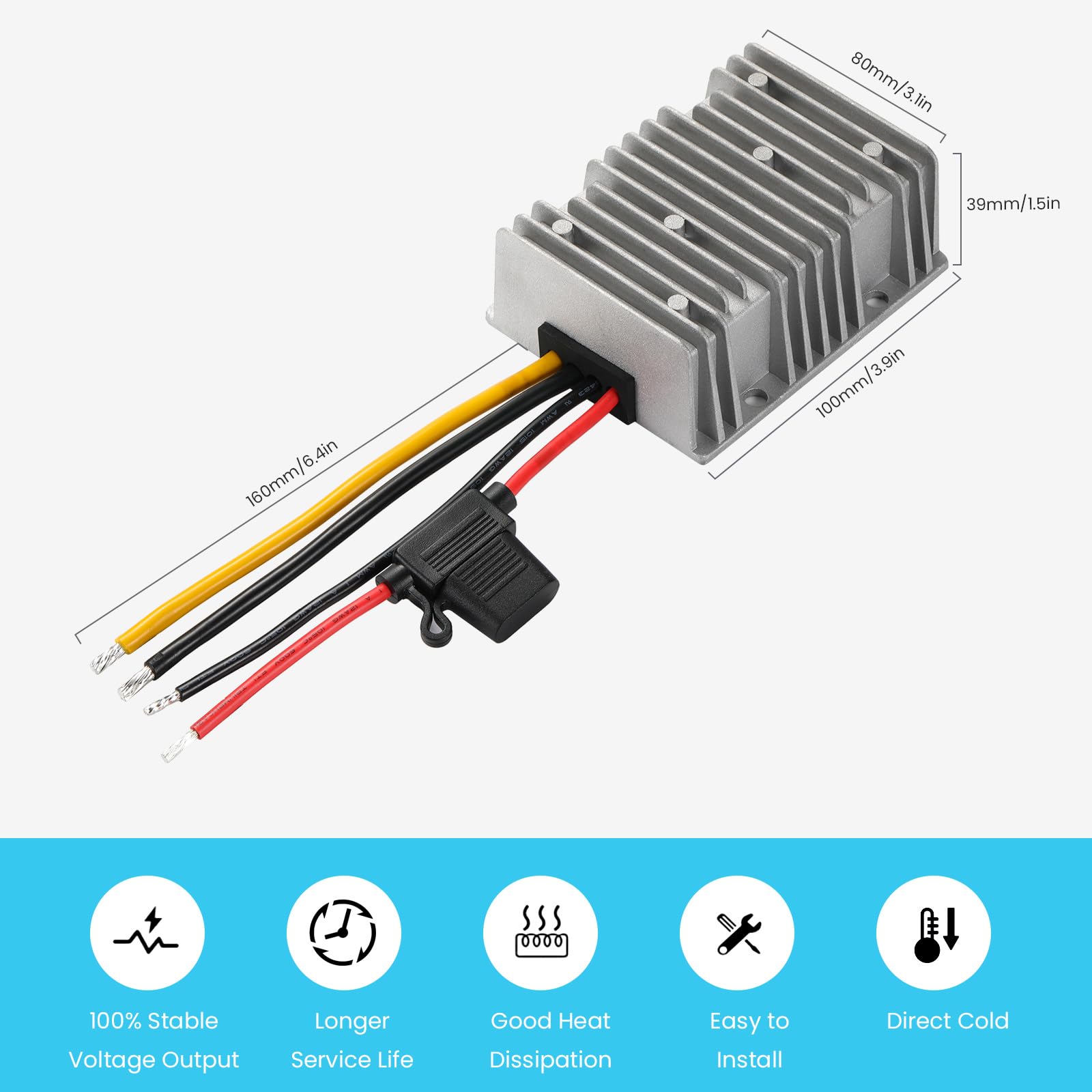 DC 24V a 12V Convertitore di Tensione 40A 480W Trasformatori di potenza Regulatore Raddrizzatore 24V Step-down to 12V Limitatore-IP67 Impermeabile per Veicoli Sistema Solare