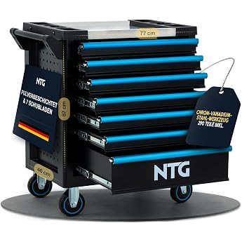 NTG Tool Trolley Filled with 290 Pieces Tools - 7 Drawers Lockable