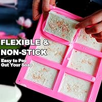 Vista 3 de Paquete de 3 moldes de silicona para jabón, molde de silicona rectangular de 6 cavidades, ideal para moldes de jabón caseros, moldes de chocolate