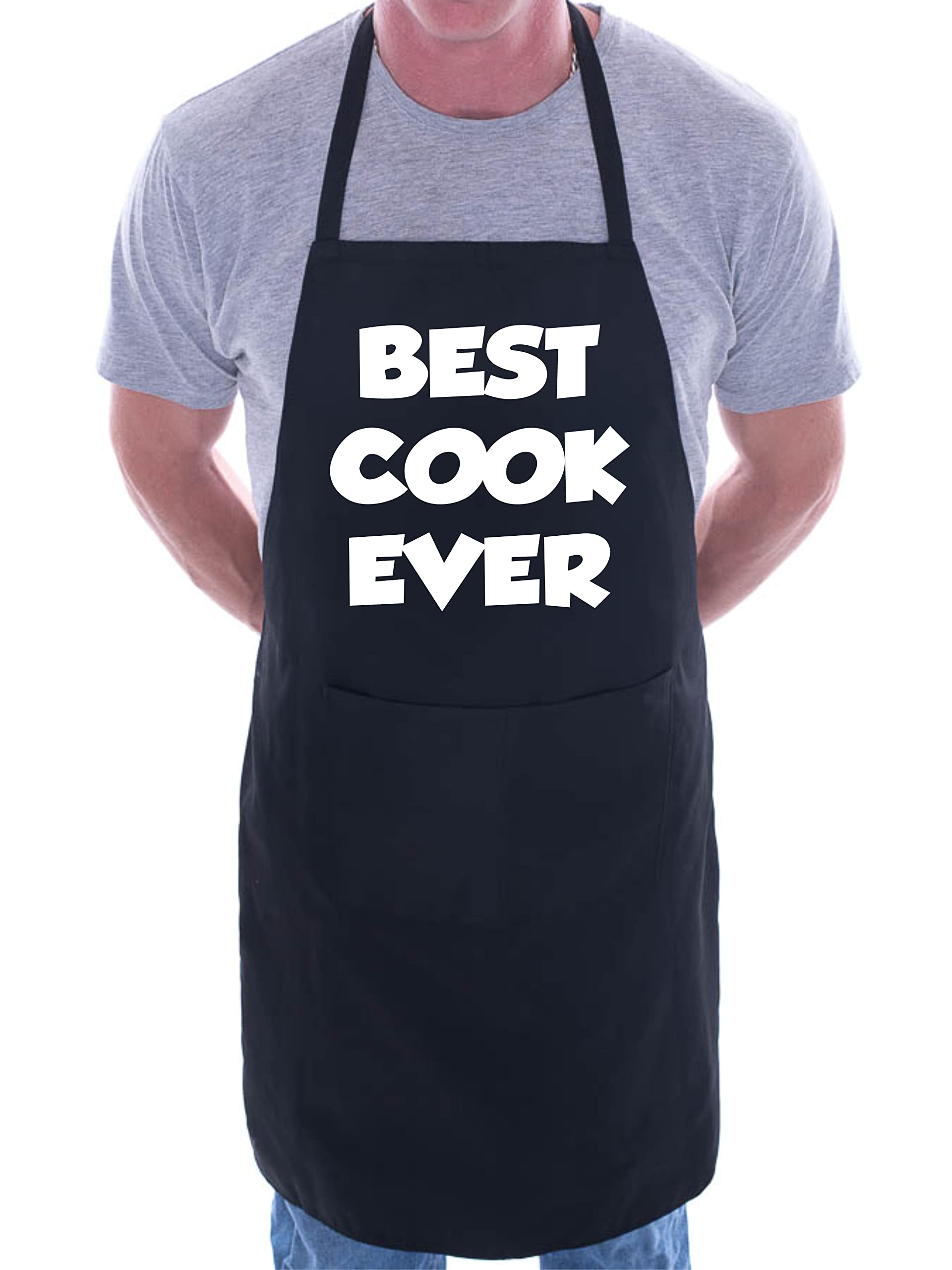 Print4u Unisex Black Best Cook Ever Funny Apron Novelty Bbq Cooking With 2 Pockets