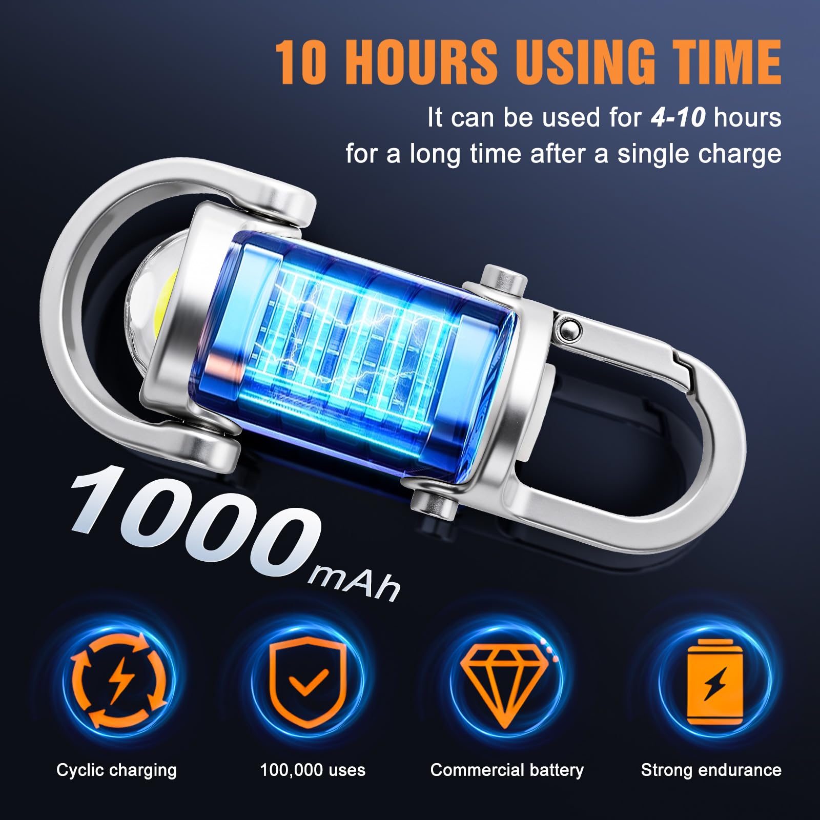 Portachiavi ricaricabile, 800 lumen, mini torce EDC, torcia COB portachiavi, 7 modalità di illuminazione, mini portachiavi luminoso per camminare, cercare e fare escursioni (bianco)