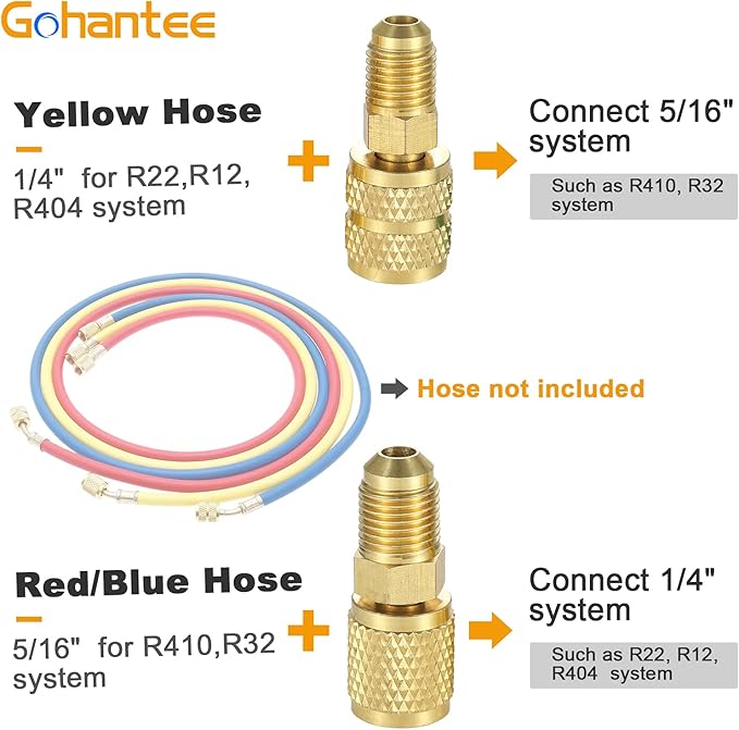 Adaptador Mini Split R410A 5/16 SAE Hembra a 1/4 SAE Macho miniatura 3