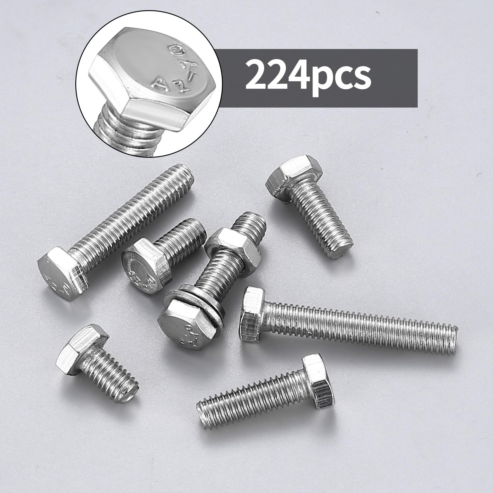 224 Pcs M6 Bolts and Set, Flat Hex, M6 Hex Bolts Sets, Metric Assorted Nuts and Assortment - Image 4