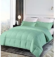 Vista 20 de Juego de edredón de 3 piezas con costuras en caja a rayas moradas de 500 GSM, potencia de relleno, 100% algodón egipcio, edredón acolchado olímpico