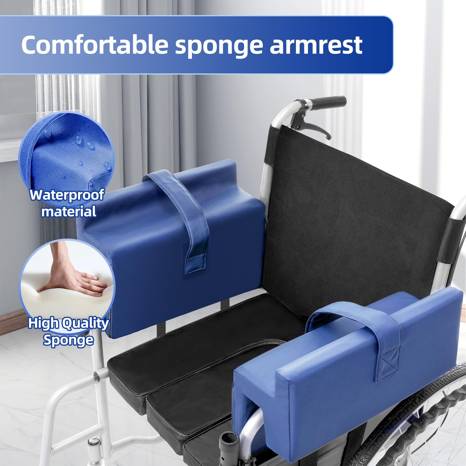 wefaner 1 paire de coussinets d'accoudoirs imperméables avec accoudoirs en mousse pour un soutien latéral - Stabilisez le tronc et contrôlez l'inclinaison dans les fauteuils roulants