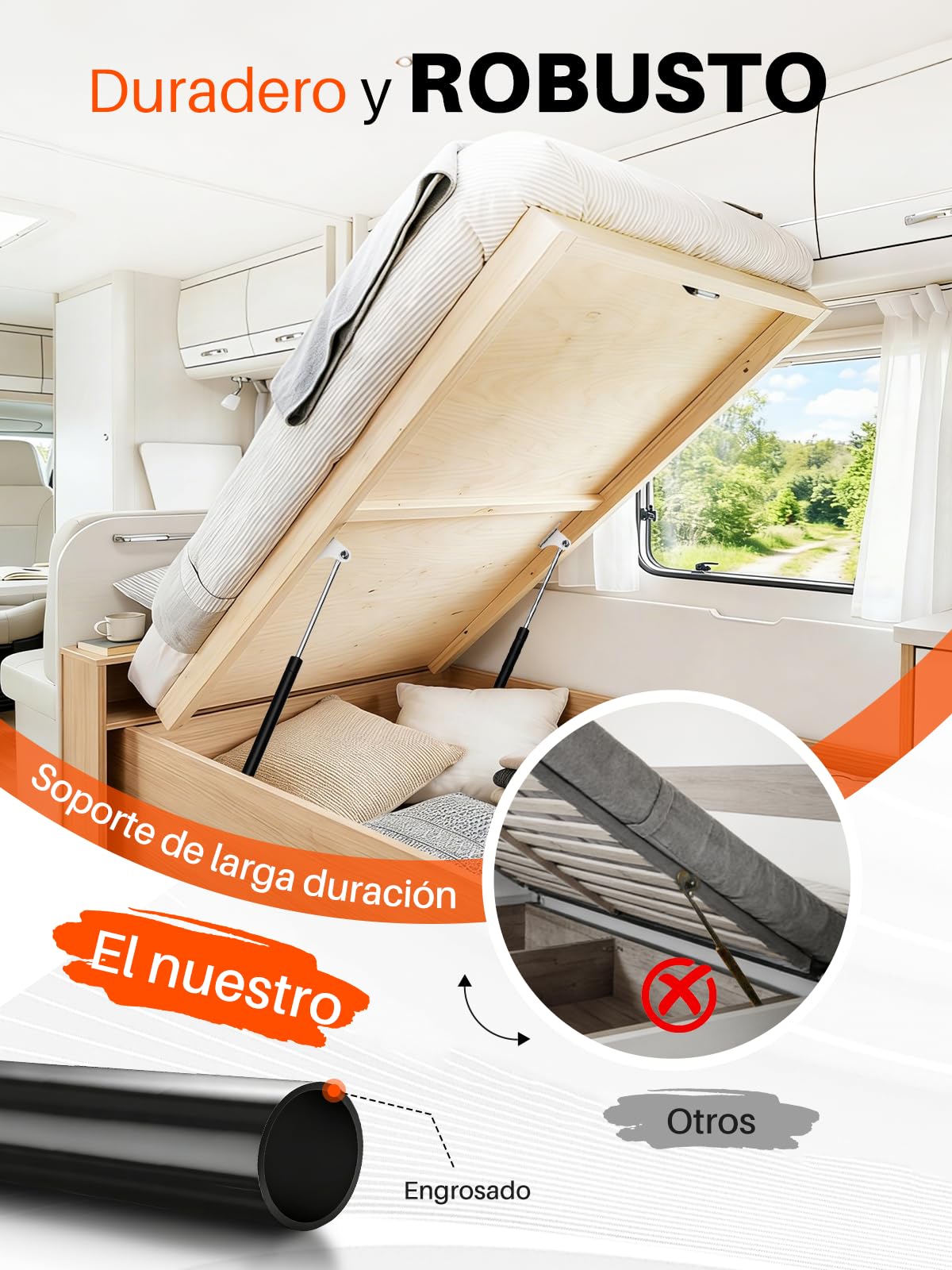 ARNAN PROP Amortiguadores de gas 500MM 300N/30KG Pistones hidráulicos con soportes Amortiguador de gas para muebles de TV, remolque, tractor, trampilla, desván,2PCS
