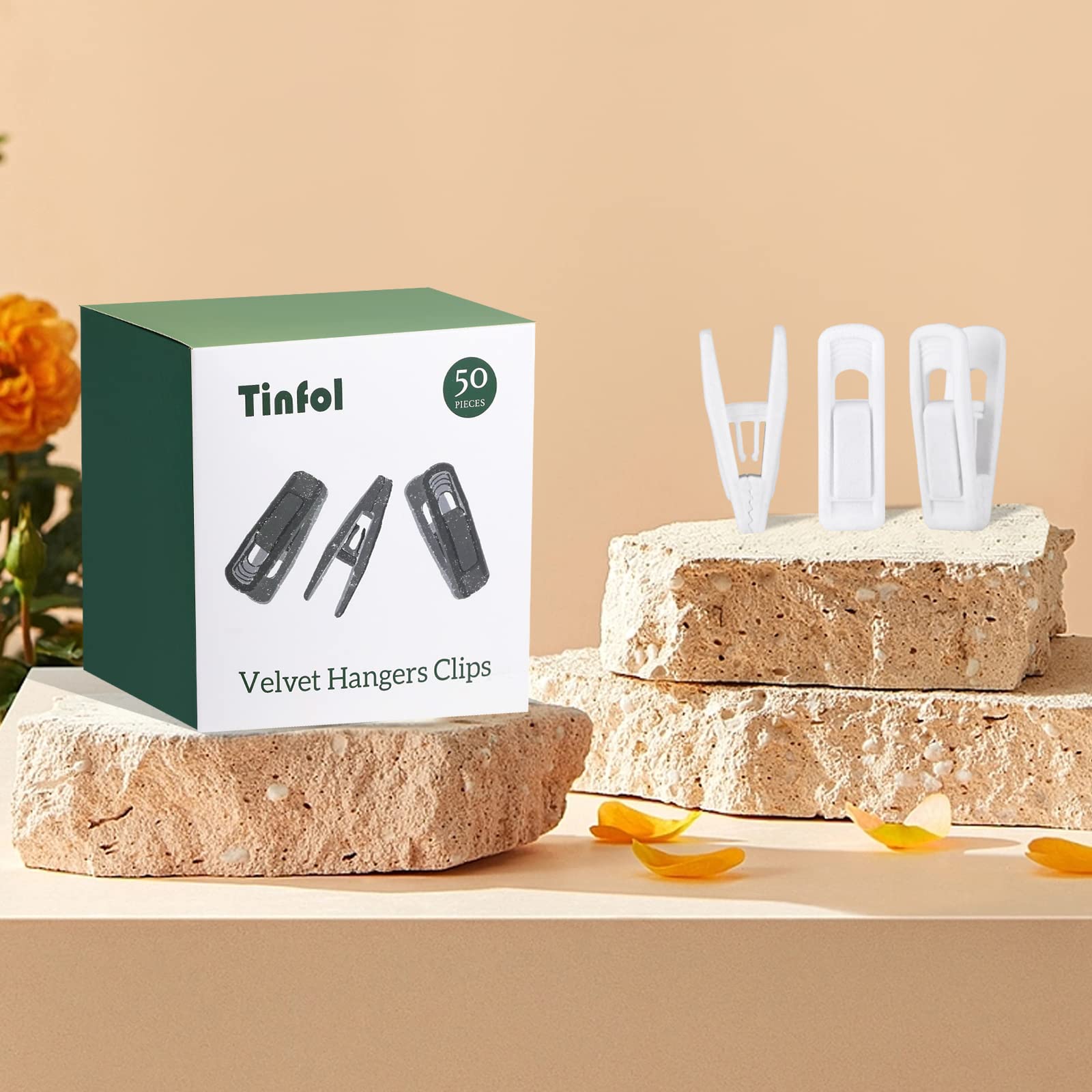 Tinfol Weißer Samt Kleiderbügel Clips, 50pc Starke Finger beflockt Clips, Hosenbügel Clips für dünne Anzug Rock Hose Kleiderbügel