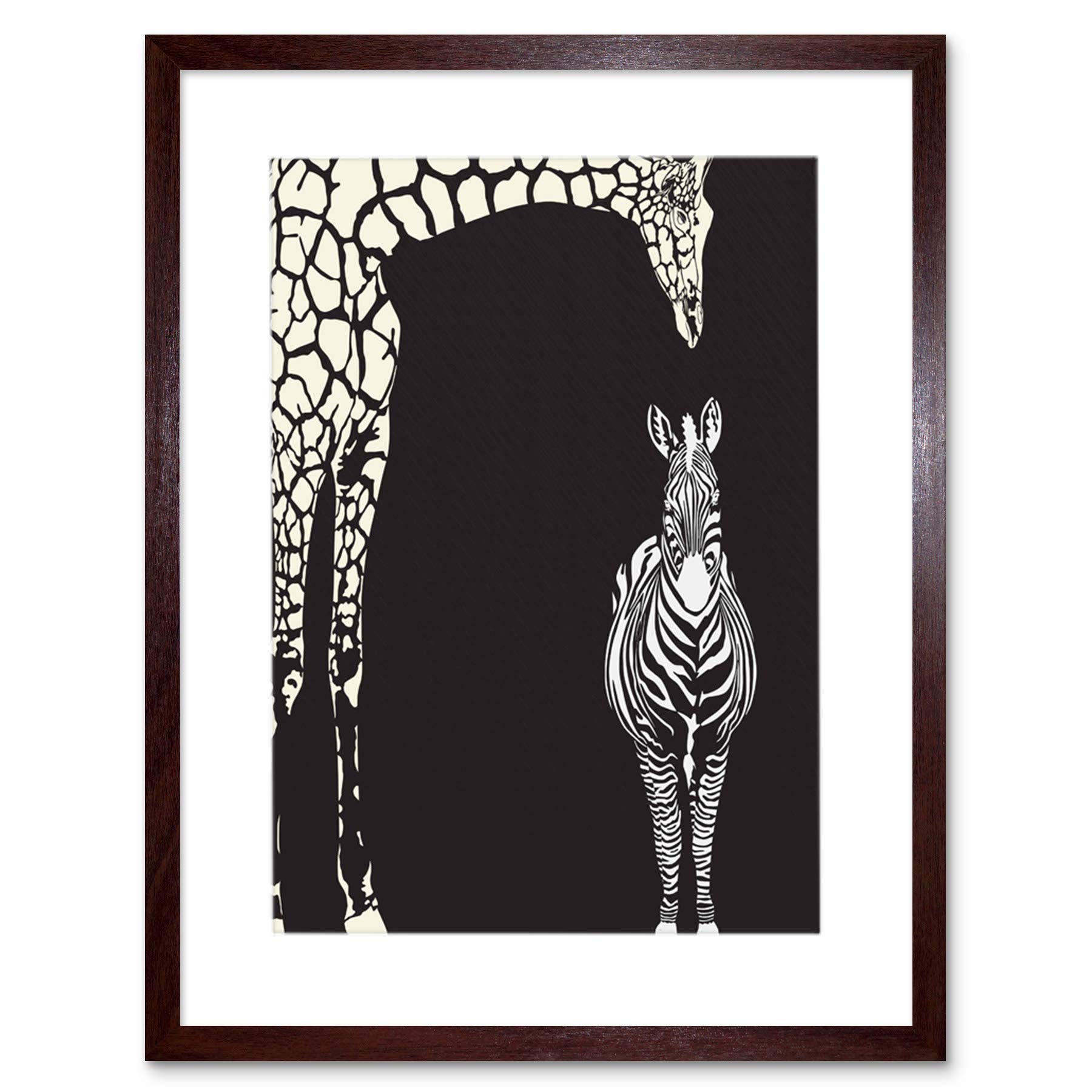 Wee Blue Coo Painting Illustration Abstract Zebra Giraffe Zoo Picture Framed Wall Art Print