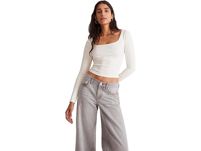 Square-Neck Long-Sleeve Crop Tee in Sleekhold - Image 1