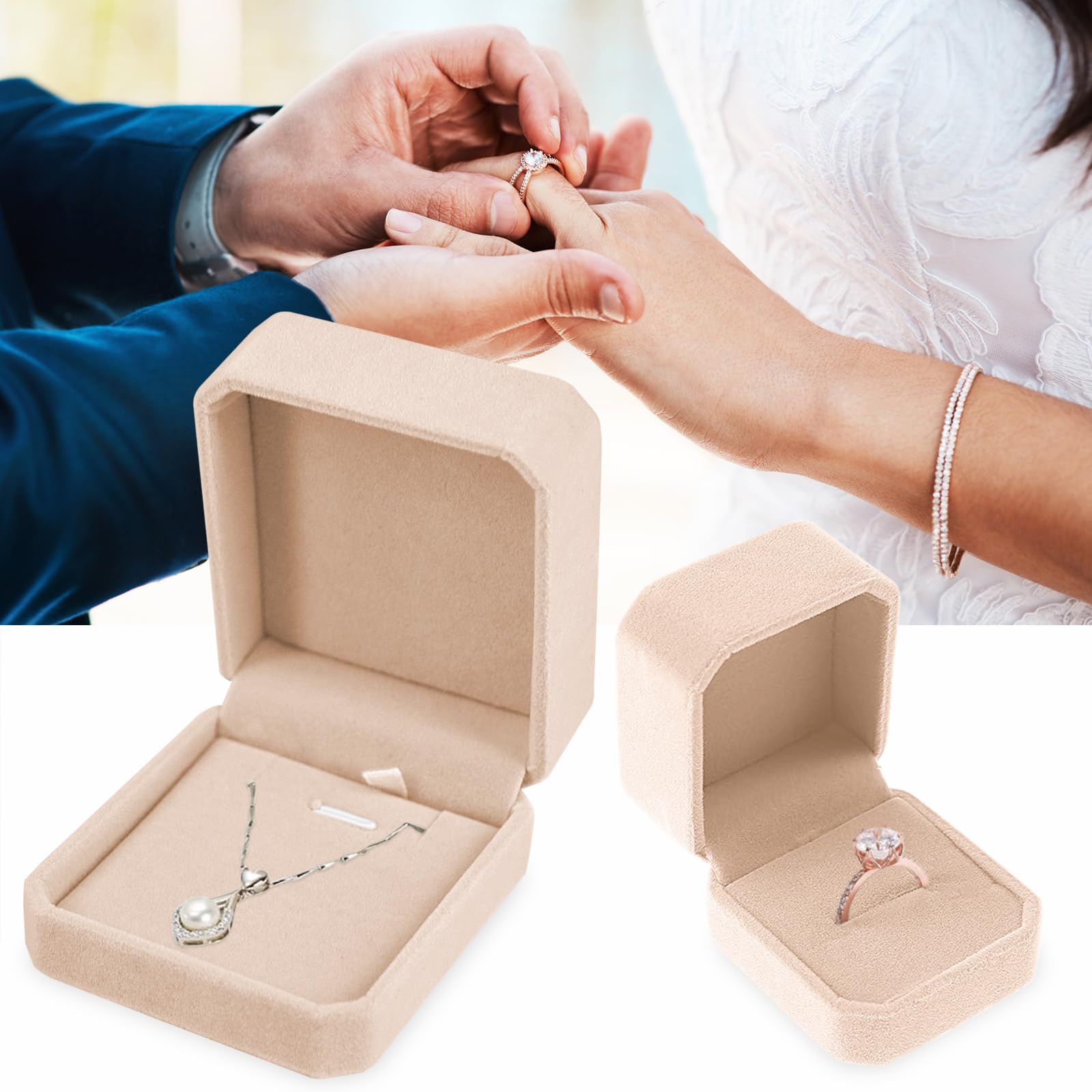 12 Scatole Portagioie In Velluto Classico | 10x7x3,5 Cm | Per Collane, Ciondoli, Orecchini | Regalo Matrimonio, Natale - 2