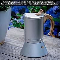 Vista 6 de Cafetera moka plateada, cafetera de café expreso para estufa, cafetera clásica italiana para expreso, moka, café cubano, capuchino, café con leche