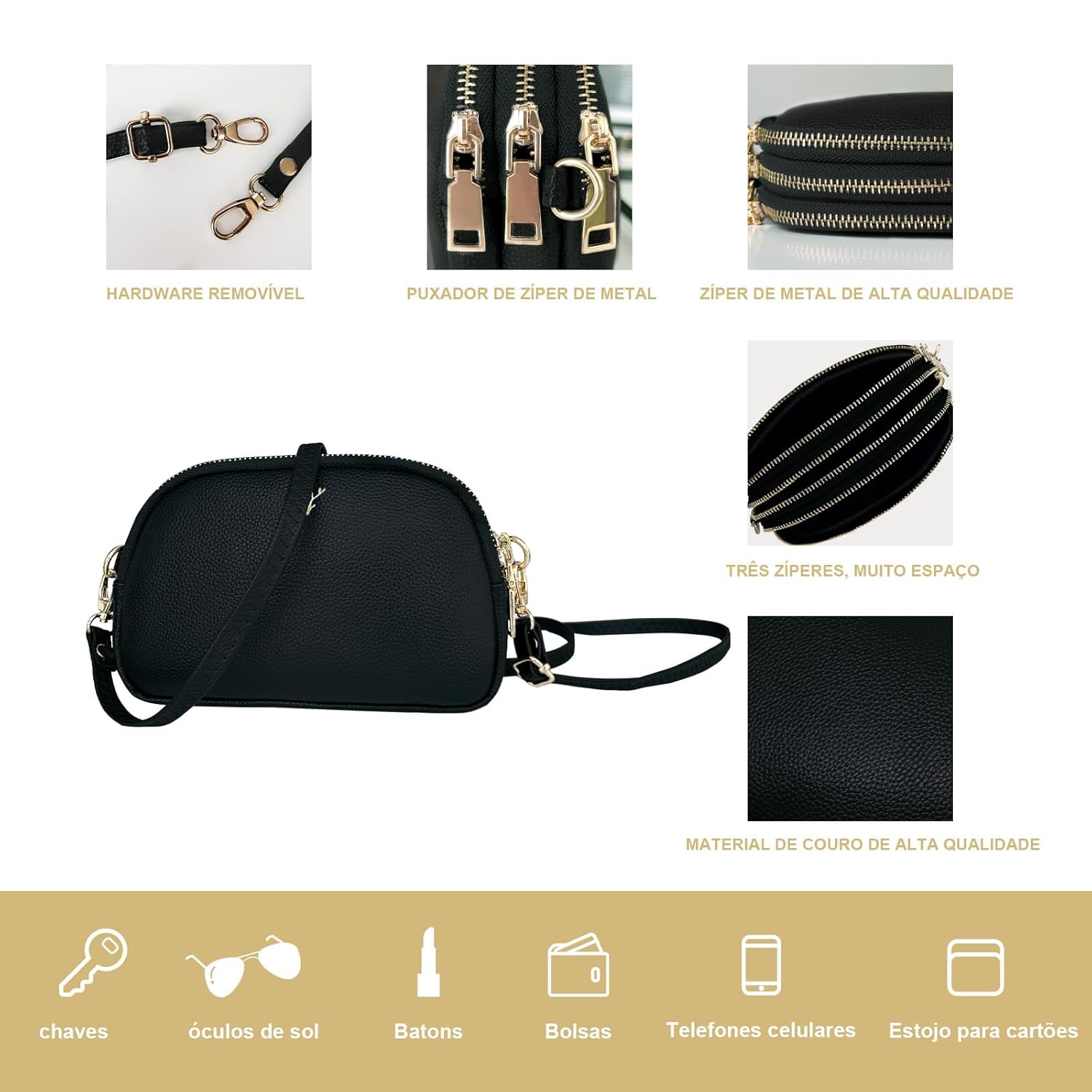 Bolsa Transversal Feminina em Couro Vegano, 3 Compartimentos com Zíper, Alça Ajustável em promoção! Veja a oferta e mais achadinhos de Bolsas 7 Hoje é o melhor dia para comprar Bolsa Transversal Feminina em Couro Vegano, 3 Compartimentos com Zíper, Alça Ajustável com aquele preço maroto! Promoção! Aproveite a oferta! 7