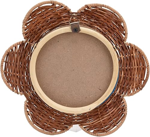 Miniatura 3 de Espejo de pared con forma de flor redonda, espejo de pared de ratán, espejo decorativo bohemio decorativo para decoración del hogar, para sala de