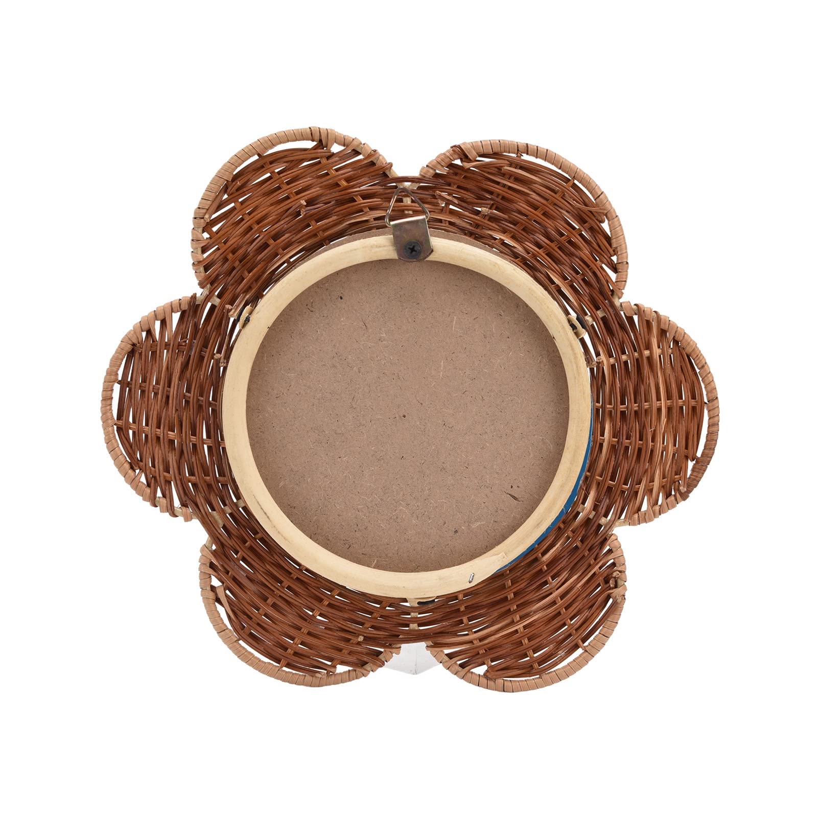 BORDSTRACT Miroir Mural Rond Suspendu, Miroir Mural en Rotin Naturel, Décoration Murale Miroir Cosmétique Fleur en Osier pour Salon Chambre Salle de Bains (28,5 X 25,5 cm)