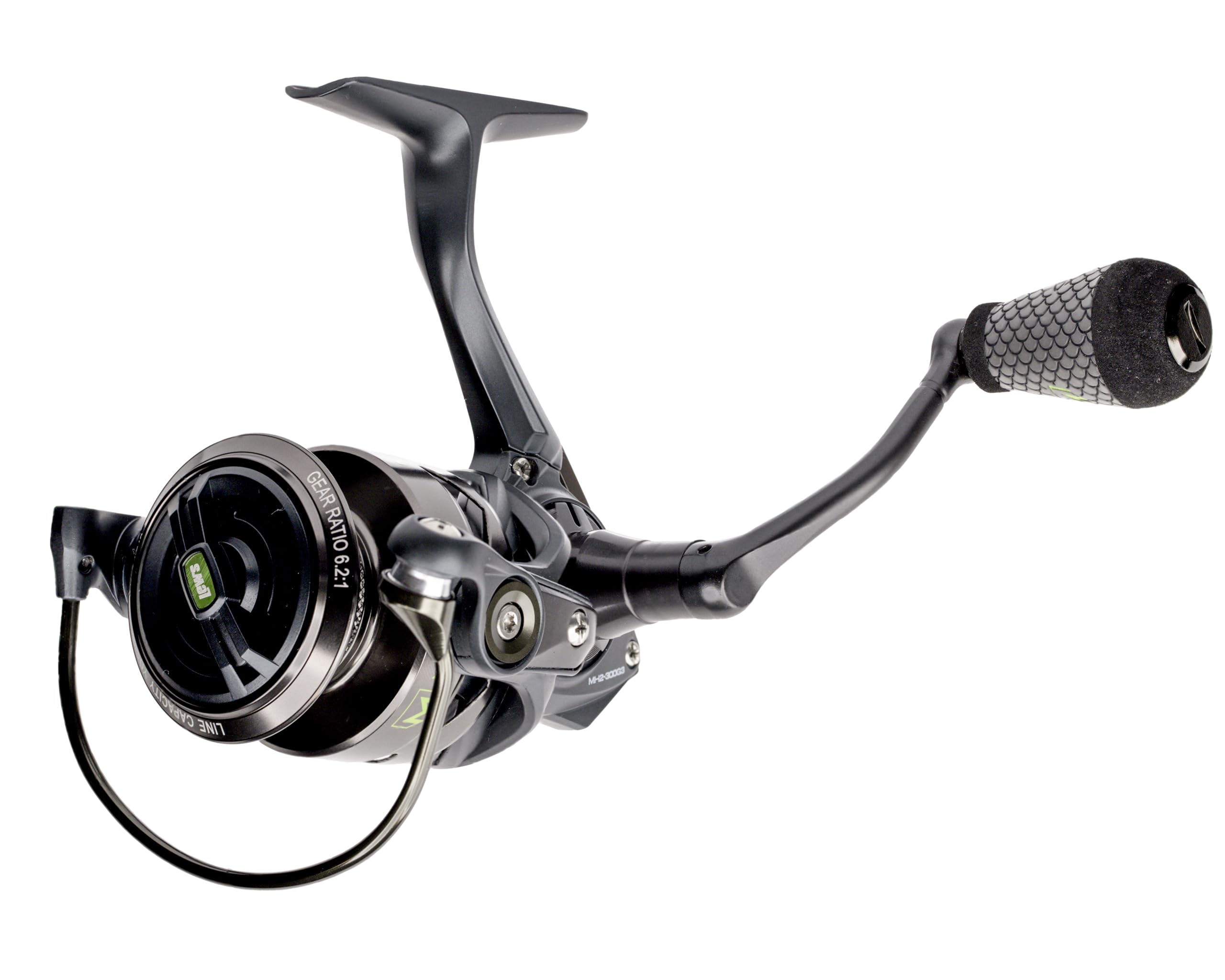 Lew's MACH 2 Spinning Fishing Reel, 6.2:1 Gear Ratio, Right or Left-Hand Retrieve, Aluminum Frame, Premium 10 Stainless Steel Ball Bearings, Black/Green
