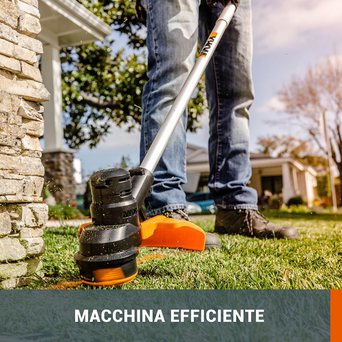 WORX WG183E Decespugliatore a batteria 40 V Max. (2 x 20 V) | Include 2 batterie 2 Ah e doppio caricatore | Testina con uscita del filo doppia | Avanzamento del filo automatico