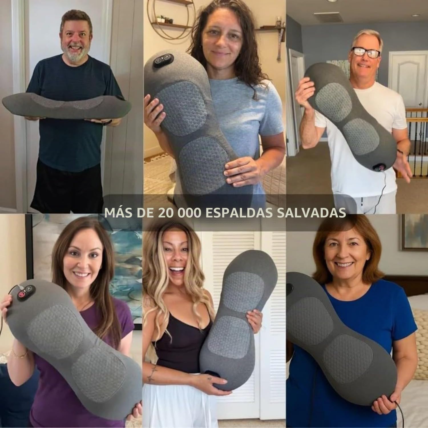 SomniX Masajeador Lumbar — Masajeador Terapéutico Triple Fusión,Levantamiento De Tracción,Masaje De Vibración Y Compresa De Calor,for Cuello, Hombros Y Espalda,Soporte Lumbar Ergonómico (Gris)