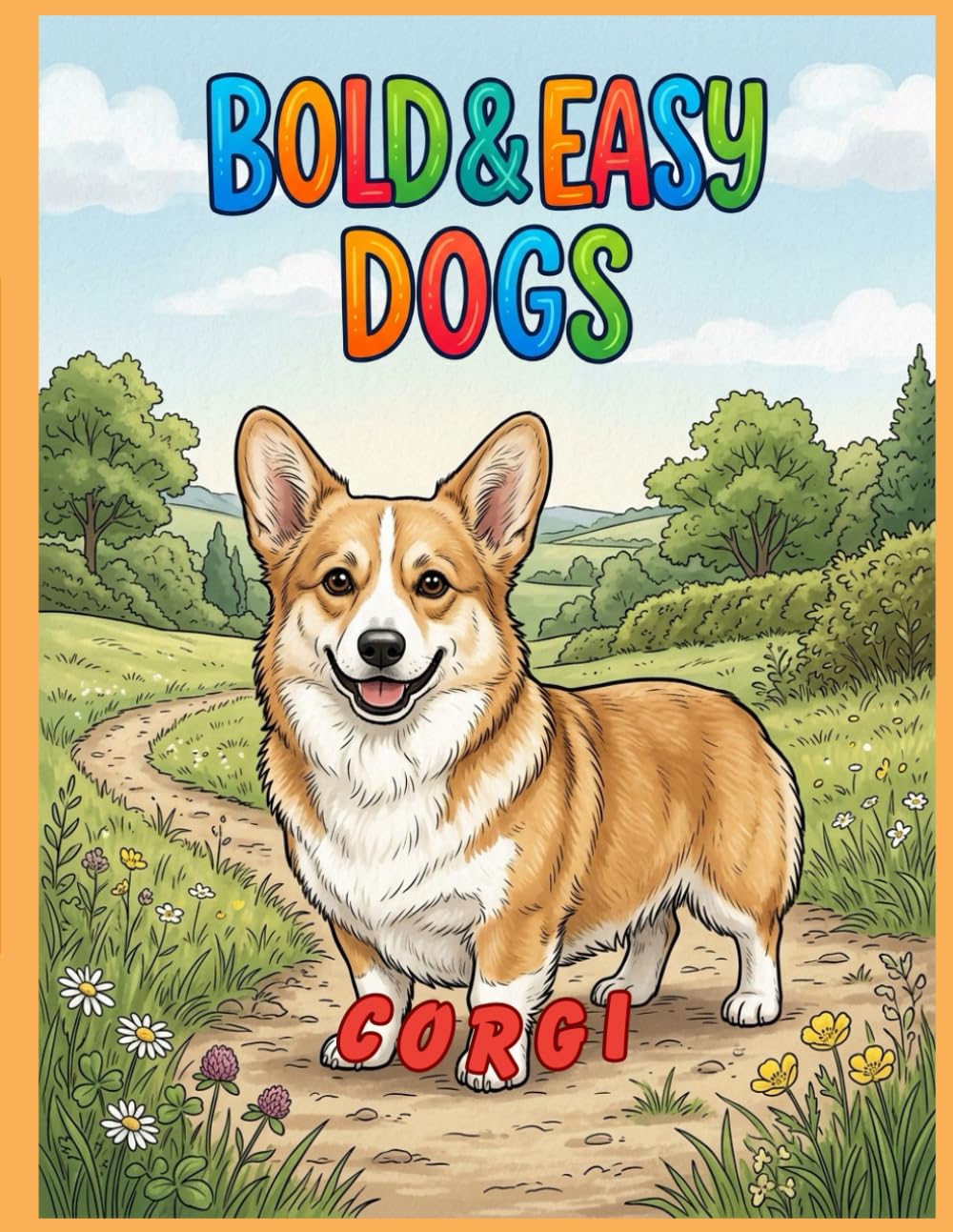 Bold & Easy Dog Breeds Corgi: A Coloring Book for Seniors and Dog Lovers with Thick Lines and Simple, Large-Print Artwork