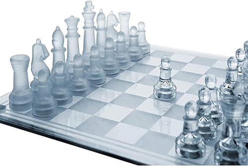 Juego de ajedrez de vidrio de rompecabezas, tablero de ajedrez de cristal esmerilado, juego de ajedrez para adultos jóvenes, juego de ajedrez de