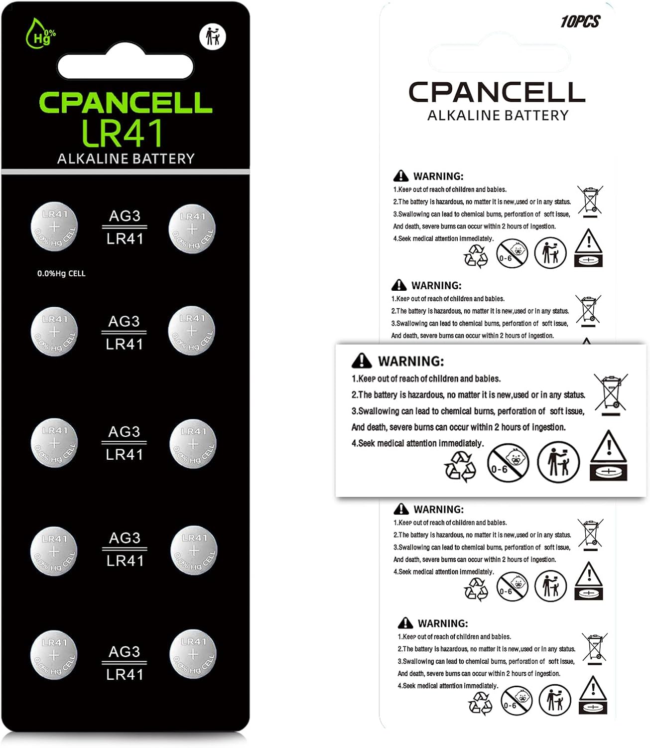50 Pack LR41 Batteries, AG3 L736 392 384 192 Premium Alkaline Battery 1.5V Button Coin Cell Batteries