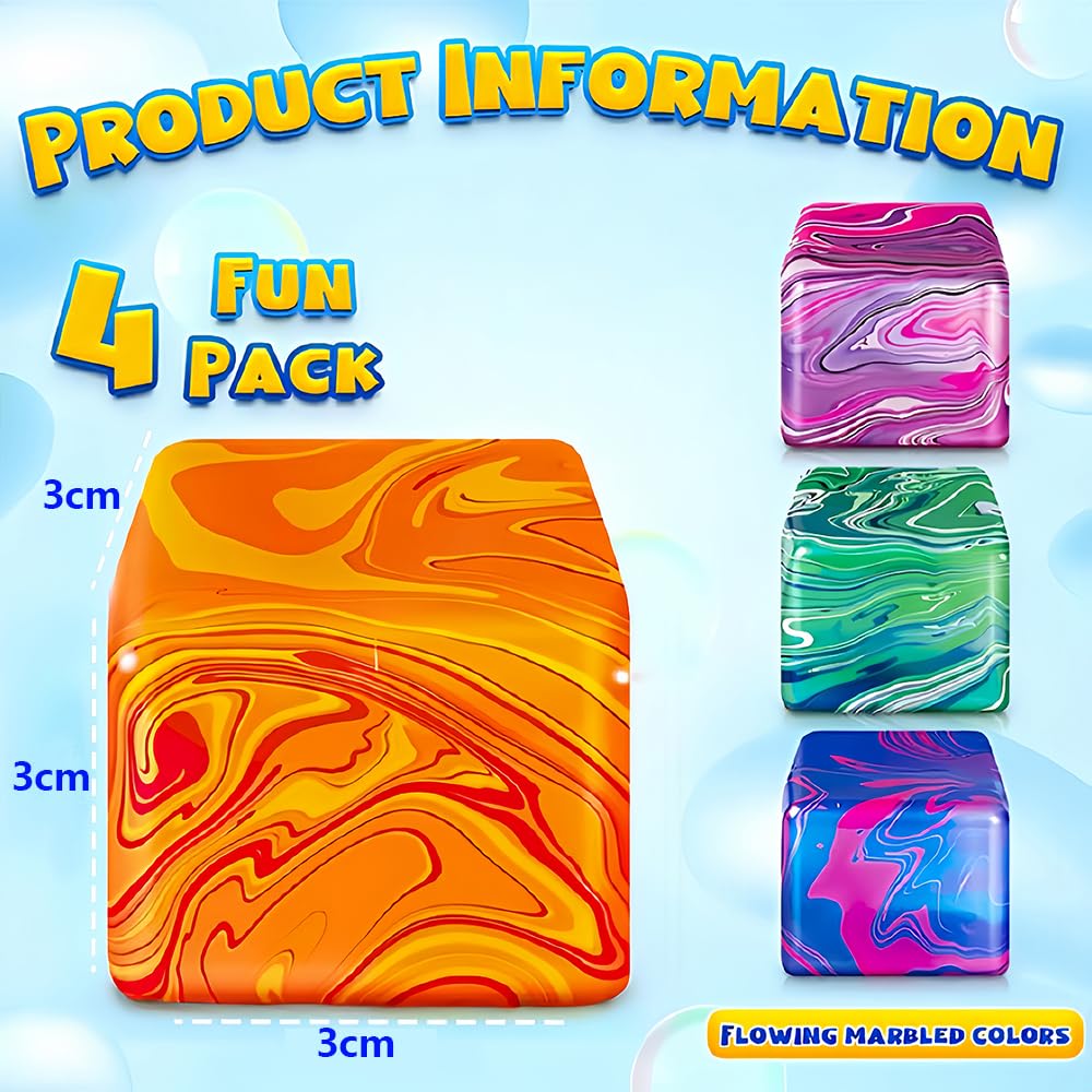 4Pcs Stress Toys,QIANSSE Squishy Cube Set including Ice Cube Design Sensory Squeeze Toys for Kids Adults Squishy Balls for Autism Anxiety Relief Ideal for Kids - Image 2