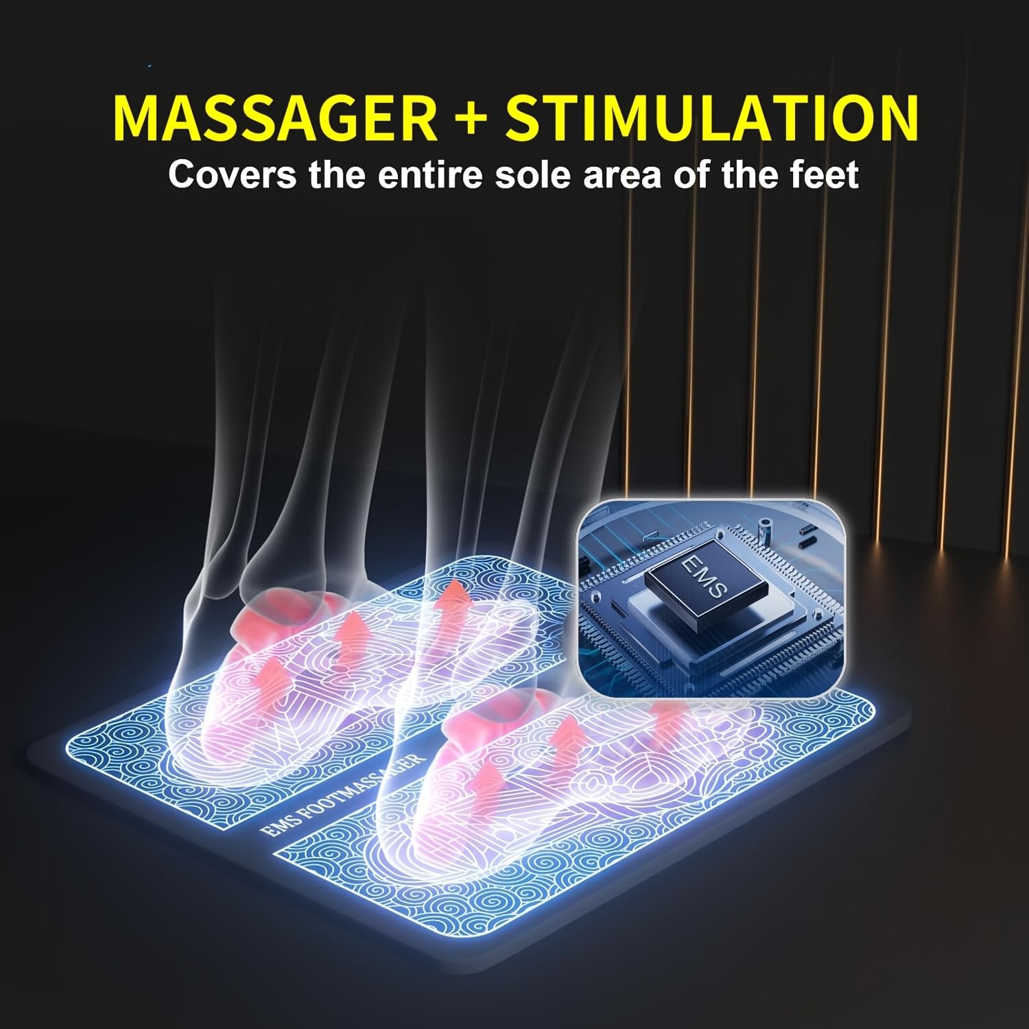 EMS Masajeador control remoto,Masajeador de Pies Eléctrico,8 modos,19 niveles de intensidad,Aliviar Dolor Cansadas Mejorar la Circulación Sanguínea，alivia la rigidez
