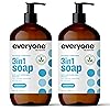 Everyone 3-in-1 Soap, Body Wash, Bubble Bath, Shampoo, 32 Ounce (Pack of 2), Unscented, Coconut Cleanser with Plant Extracts and Pure Essential Oils