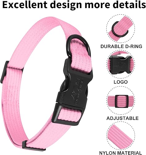Miniatura 8 de lynxking Collar de perro suave acolchado transpirable de algodón sólido fuerte ajustable collar para mascotas para cachorros pequeños