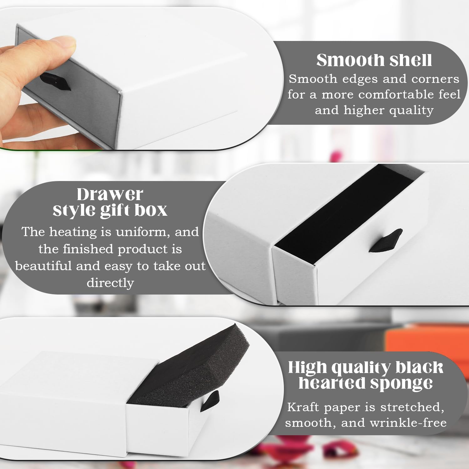 Coobbar Luxury Velvet-Lined Jewelry Gift Box 12-Pack, Compact Drawer Style Organizer for Earrings & Rings, Elegant Bracelet Display Box, Small Jewelry Storage Box, 3.5x3.5x1.26 Inches (White) - Image 3